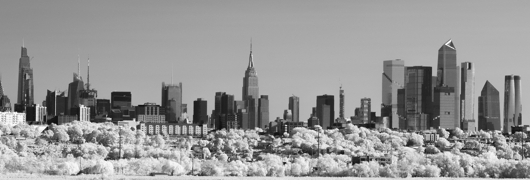 Infrared Photo of Manhattan Skyline From Behing the Jersey Palisades.